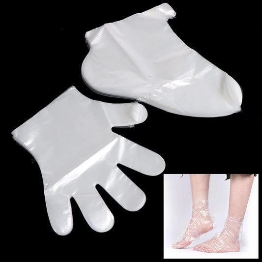 200PCS Paraffin Wax Bath Liners Plastic Hand And Foot Bags Spa Foot Hands Care Bags Plastic Socks Gloves
