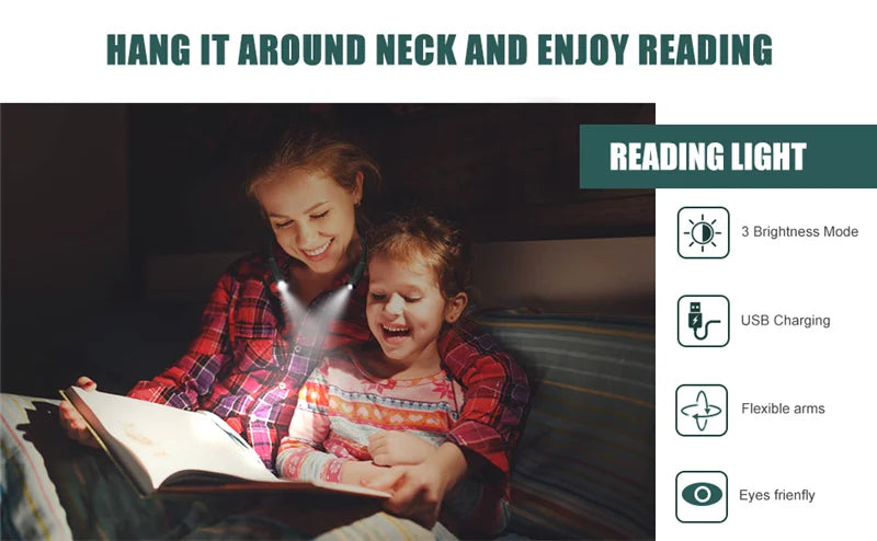 LED Neck Hung Light Hands-Free Neck Light 3 Level Light 3 Temperature Rechargeable USB Reading Lamp High Quality Neck Book Light