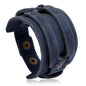 KOTik 2024 New Fashion Genuine Leather Wide Cuff Bangles Punk Vintage Three Layers Wide Black Brown Men Jewelry Bracelets