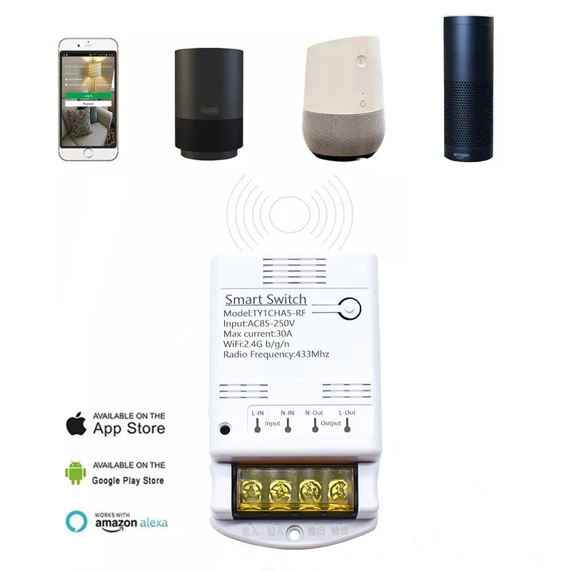 ZIGBEE/WiFi Smart Switch 30A 6600W/4000W Relay Module AC DC7-32V 85-250V Timer Home Automation Alexa Works with Tuya Smartlife