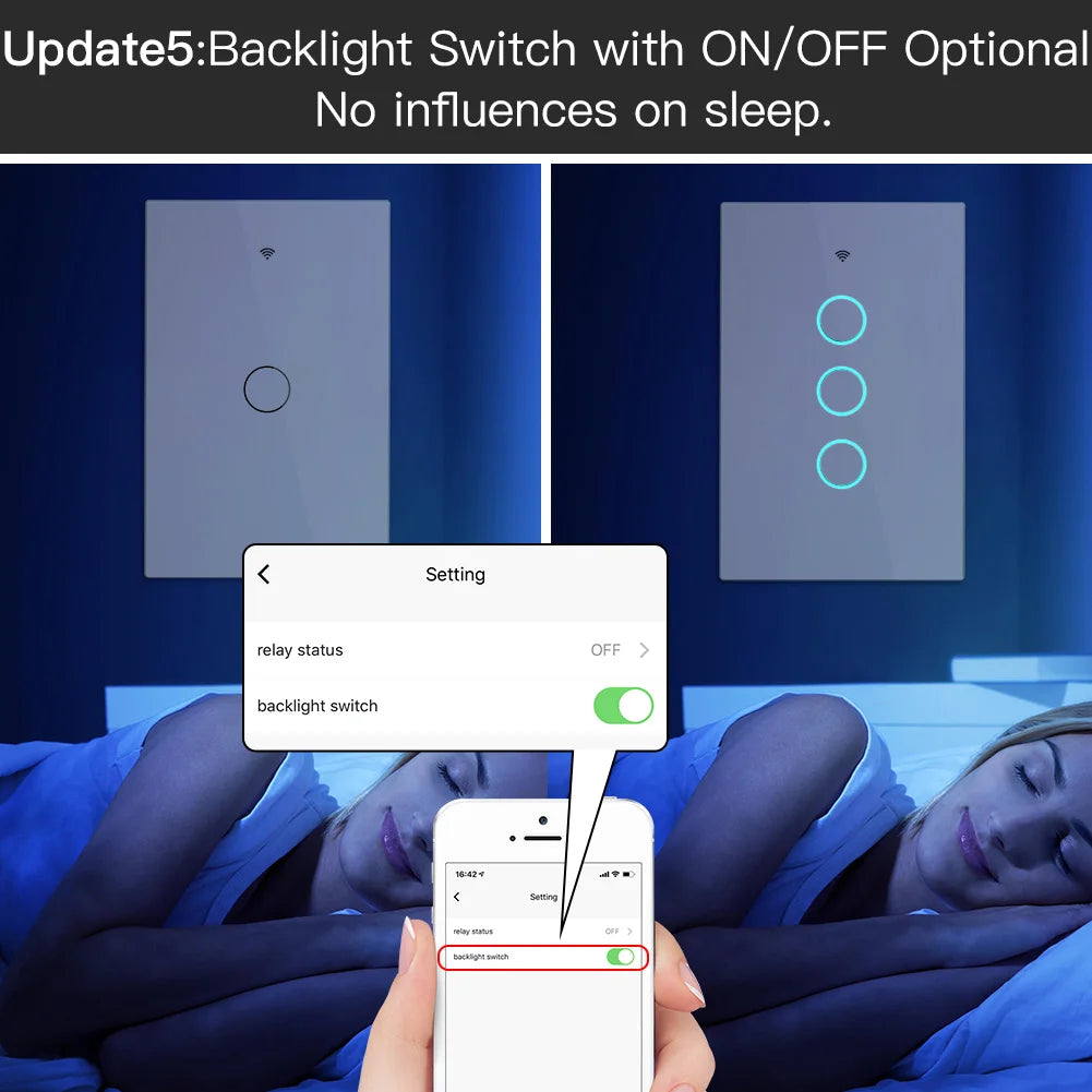 MOES ZigBee Touch Smart Light Switch With Neutral/No Neutral , US Wall Switch No Capacitor Smart Life/Tuya Works with Alexa