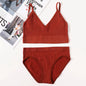 Women Seamless Bra Panties Set U Back Bra Fitness Crop Top Sexy Lingerie Set No Pads Brassiere Low Rise Briefs Underwear Set