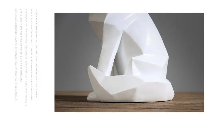 Geometric Fox Sculpture Animal Statues Simple White Abstract Ornaments Modern Home Decorations Interior Ornaments