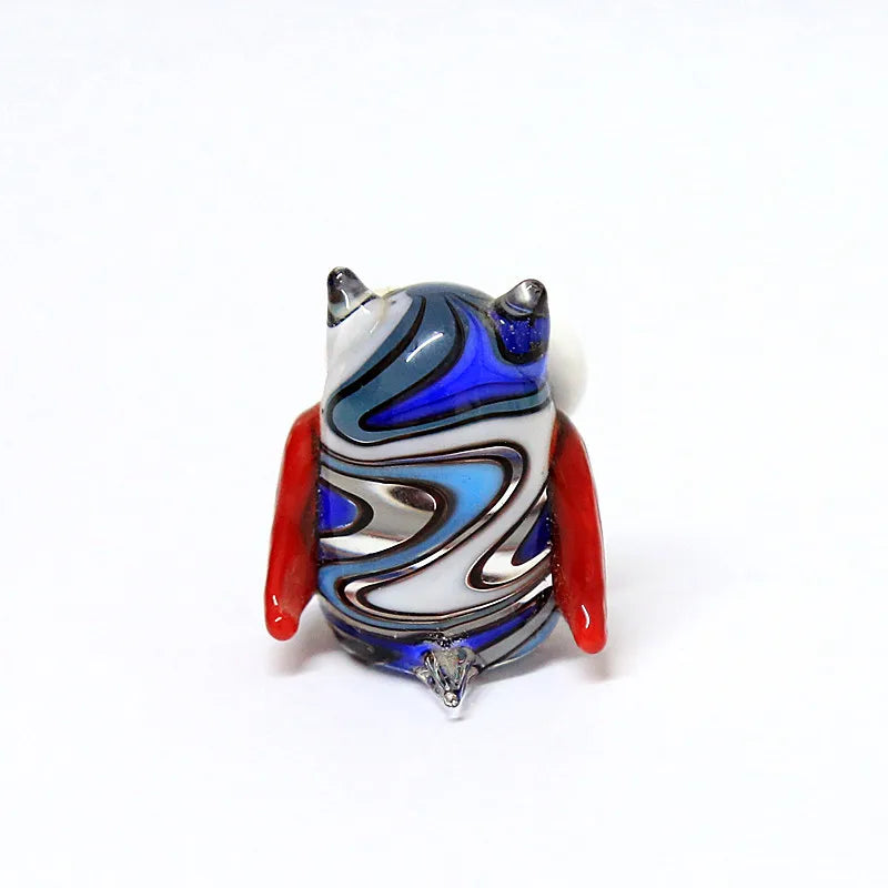 Handmade Mini Glass Owl Craft Figurine Japan Style Cartoon Animal Ornament Gift for Fairy Garden Home Tabletop Decor Accessories