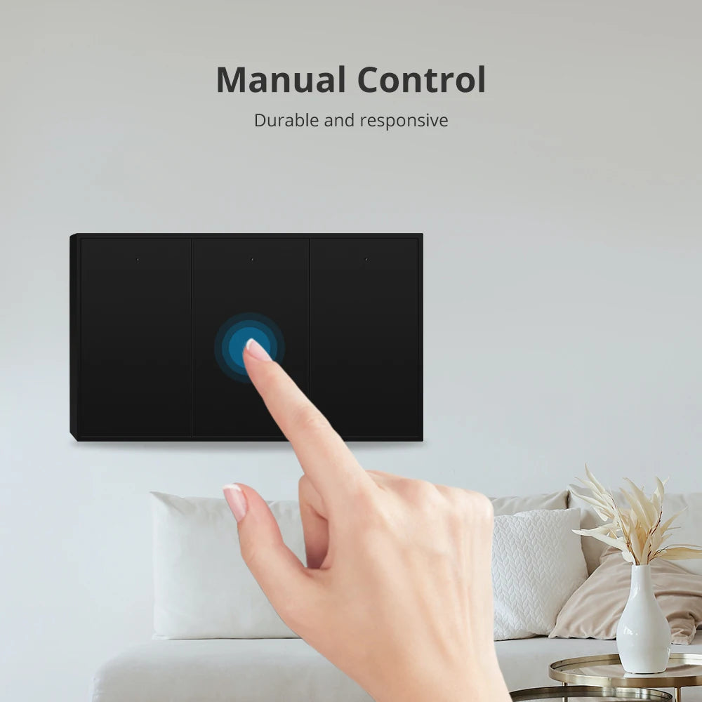 Zemismart Zigbee US AU Wall Light Switch No Neutral 1 2 3 Gangs Black Interruptor Work with Tuya Alexa Google Home Voice