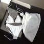 2025 European and American New Swimsuit Three-Piece Backless Drawstring Strap Bikini Bikini Three-Piece Swimsuit
