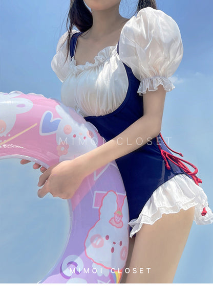 2025 New Swimsuit Women's Conservative Fairy Style Belly Covering Slimming One-Piece Hot Spring Summer Fashion Conservative Skirt Swimsuit