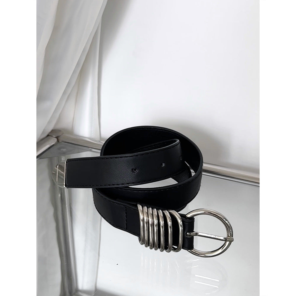 Dorothy Fashionable Retro Multi-Layered Silver Metal Ring Decorative Belt Niche Design Versatile Belt for Women
