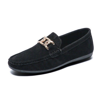 Doudou Shoes Men's Autum 2024 New Frosted Suede Lazy One-Leg Small Leather Shoes Loaf Driving Shoes for Men