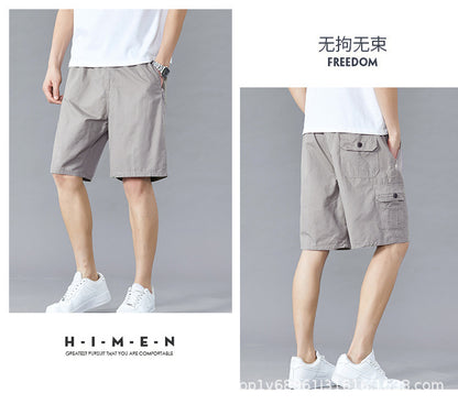 Zoruo childe summer dad summer shorts men's five-length pants cotton pants loose overalls big pants