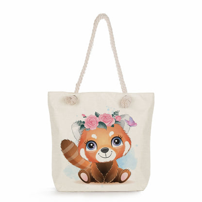 Spot wholesale cartoon cute animal shoulder bag simple large capacity handbag lazy style literary tote bag