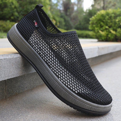 Summer Mesh Shoes Men's Cross-border Mesh Old Beijing Cloth Shoes Men's Breathable Dad Casual Breathable Middle-aged and Elderly Car Shoes