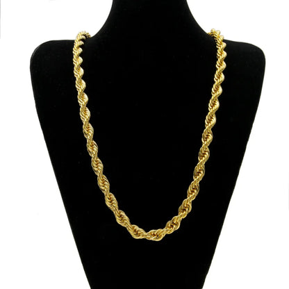 Men's hip-hop gold-plated European and American necklace fashion high sense 1cm thick twist necklace twisted rope chain a generation of hair