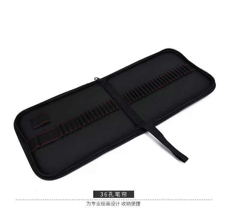 Art Sketch Pen Bag 36/48/72/120 Holes Foldable Zipper Style Pen Roll Colored Pencil Storage Bag Manufacturer Supply