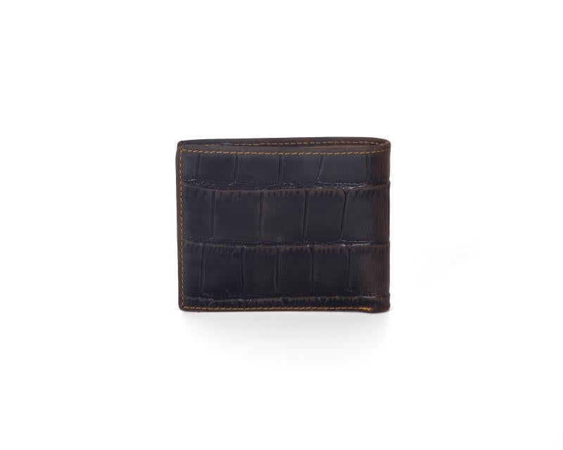 Crazy Horse leather embossed crocodile pattern men's wallet short genuine leather European and American retro wallet horizontal first layer cowhide silver bag