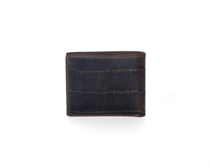 Crazy Horse leather embossed crocodile pattern men's wallet short genuine leather European and American retro wallet horizontal first layer cowhide silver bag