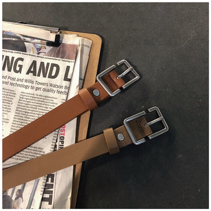 Internet Popular Casual Trousers Thin Belt Men's Korean Style Young Men's PU Leather Small Belt ns Style All-match Belt Decoration