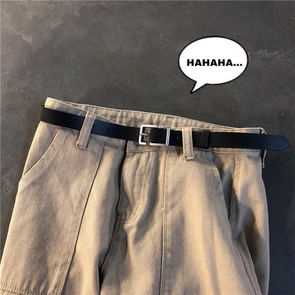 Internet Popular Casual Trousers Thin Belt Men's Korean Style Young Men's PU Leather Small Belt ns Style All-match Belt Decoration