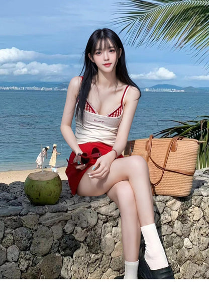 Women's Swimsuit 2025 Popular High-End One-Piece Bikini, Beautiful Little Person's Atmosphere, Pure Desire Split Conservative