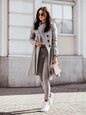 2026 Autumn/Winter European and American New Cross-Border Women's Clothing Amazon Woolen Coat Solid Color Tie-Up Mid-Length Woolen Jacket