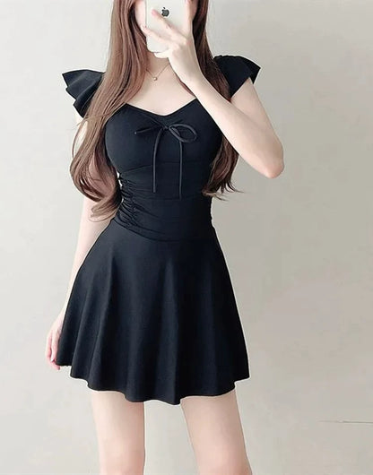 Women's Swimsuit Skirt Style One-Piece Conservative Body-Covering Slimming Look Korean Style Ins Fairy Style Small Breast Push-Up Hot Spring Vacation Swimsuit