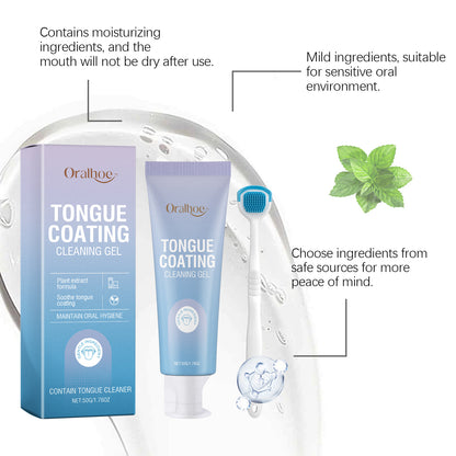 Tongue Cleaning Gel Set Bad Breath Inhibit Oral Bacteria Long Lasting Freshness Home Mouth Odor Eliminator Paste Toothbrush Kit