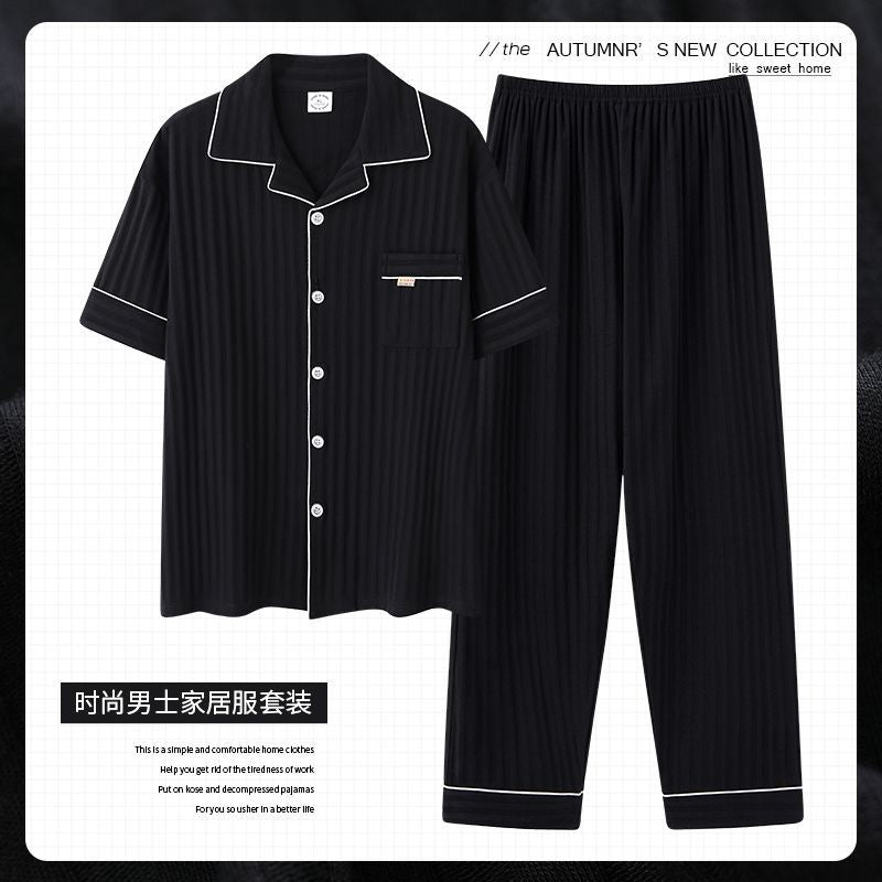 Zhuojia plus size Pajamas Men's Summer Plus Weight Increase Short-sleeved Pants Loose Cardigan Home Wear Men's 220kg