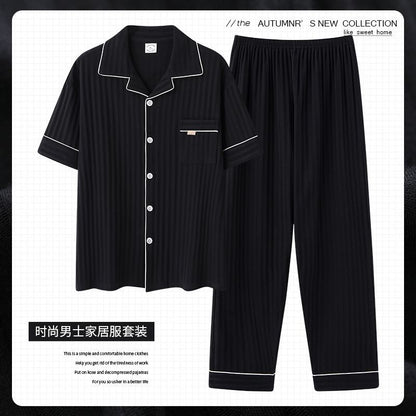 Zhuojia plus size Pajamas Men's Summer Plus Weight Increase Short-sleeved Pants Loose Cardigan Home Wear Men's 220kg