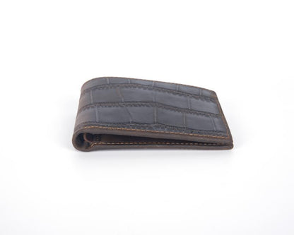 Crazy Horse leather embossed crocodile pattern men's wallet short genuine leather European and American retro wallet horizontal first layer cowhide silver bag