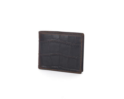 Crazy Horse leather embossed crocodile pattern men's wallet short genuine leather European and American retro wallet horizontal first layer cowhide silver bag