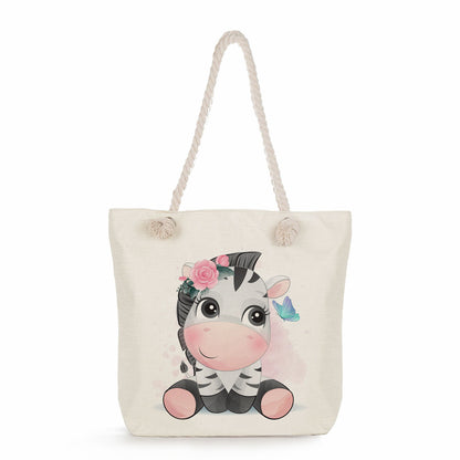Spot wholesale cartoon cute animal shoulder bag simple large capacity handbag lazy style literary tote bag