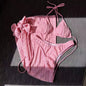 2025 European and American New Swimsuit Three-Piece Backless Drawstring Strap Bikini Bikini Three-Piece Swimsuit