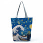 Factory Direct Sales Oil Painting Printed Shoulder Bag Large Capacity Casual Tote Bag Fashion Simple Handbag Customized with Pictures