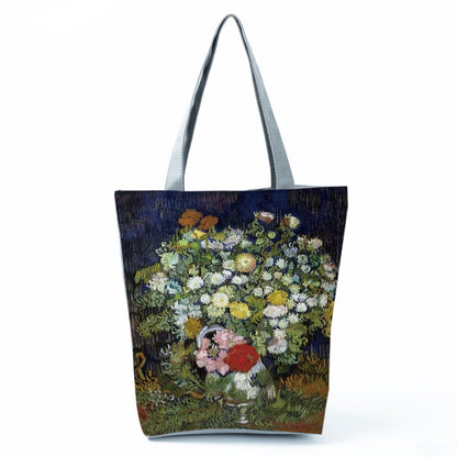 Factory Direct Sales Oil Painting Printed Shoulder Bag Large Capacity Casual Tote Bag Fashion Simple Handbag Customized with Pictures