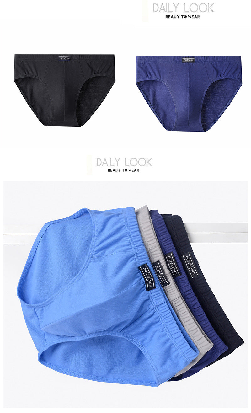 Carefully Selected Pure Cotton Men's Underwear Plus Size Briefs Breathable Sweat-Absorbent Middle-Aged and Elderly Cotton Briefs Men's Wholesale