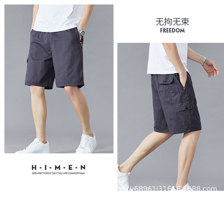 Zoruo childe summer dad summer shorts men's five-length pants cotton pants loose overalls big pants