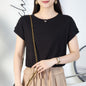 Tiktok batwing sleeve t-shirt women's round neck summer solid color simple small flying sleeve casual all-match loose short sleeve t-shirt women