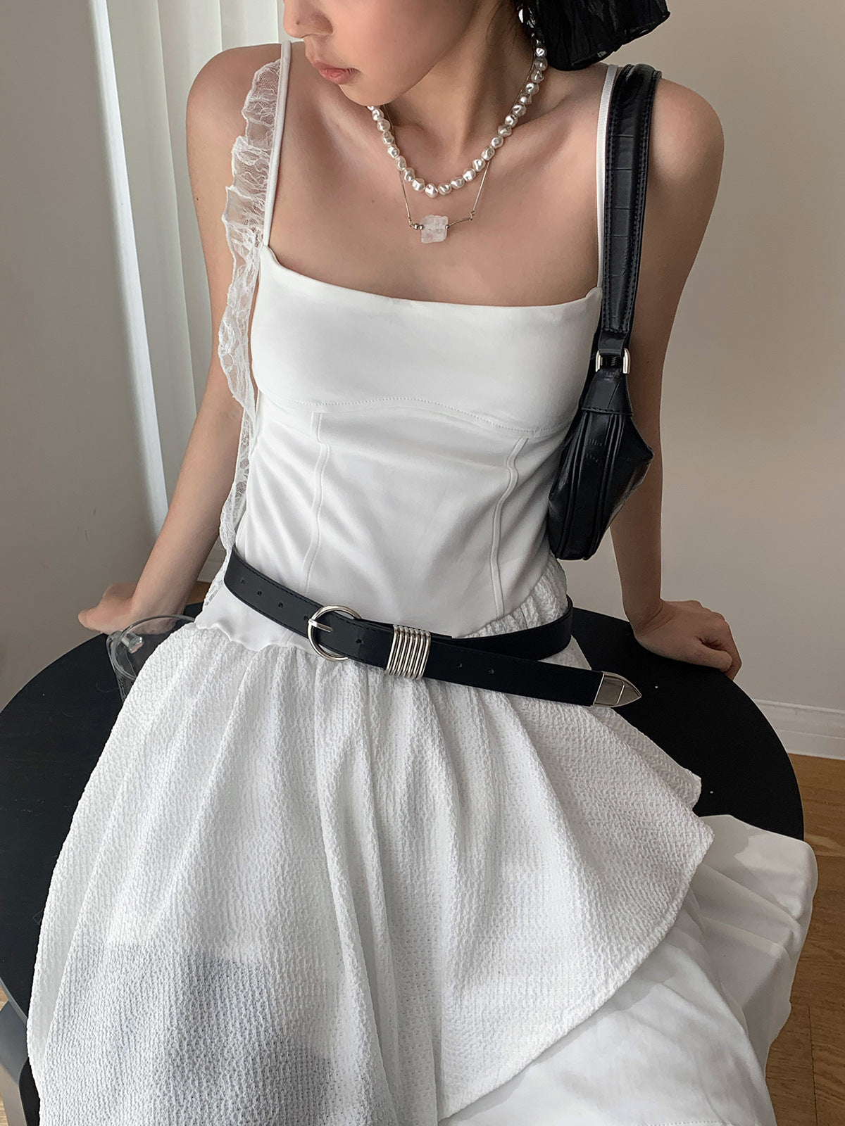 Dorothy Fashionable Retro Multi-Layered Silver Metal Ring Decorative Belt Niche Design Versatile Belt for Women
