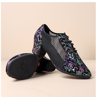 Leather Dance Shoes Latin Dance Shoes Adult Women's Middle-heel Teacher Shoes Cowhide Modern Dance Shoes Square Dance