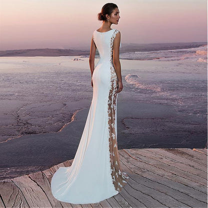 Cross-border European and American Evening Dress Lace Stitching Super Long Dress Vacation Sexy Hollow Female Amazon Factory