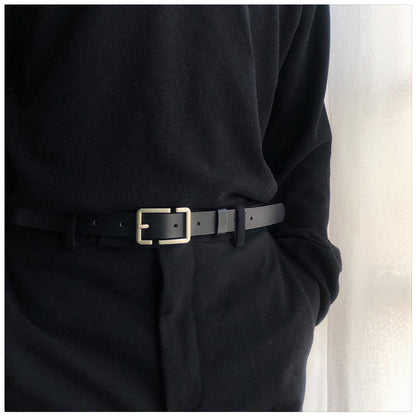 Internet Popular Casual Trousers Thin Belt Men's Korean Style Young Men's PU Leather Small Belt ns Style All-match Belt Decoration