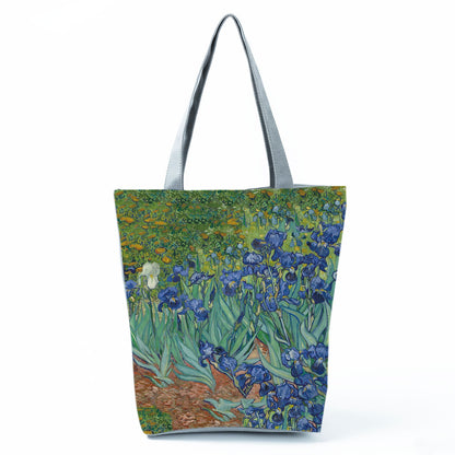 Factory Direct Sales Oil Painting Printed Shoulder Bag Large Capacity Casual Tote Bag Fashion Simple Handbag Customized with Pictures