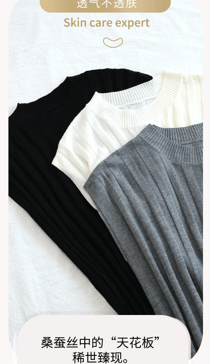 Tangge Summer Silk and Cotton Micro-elastic Women's Sleeveless T-shirt Mulberry Silk Thin Base Shirt Women's Vest Breathable