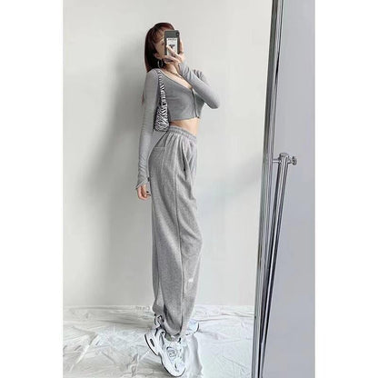 2024 Spring and Summer Thin High Waist American Letter Loose Sports Pants Women's Casual Foot Pants Sweatpants Women's Wholesale