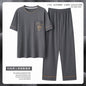 Zhuojia plus size Pajamas Men's Summer Plus Weight Increase Short-sleeved Pants Loose Cardigan Home Wear Men's 220kg