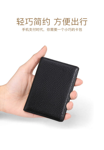 Men's Genuine Leather Card Holder Customized Litchi Pattern Top Layer Cowhide Credit Card Holder Anti-Magnetic RFID Customized 8106