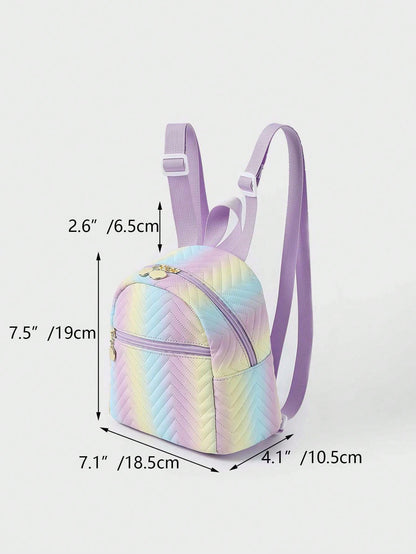 Foreign Trade Cross-border Hot-selling Backpack Women's Rainbow Multicolor PU Quilted Mini Backpack Fashion Casual High-end Sense Schoolbag