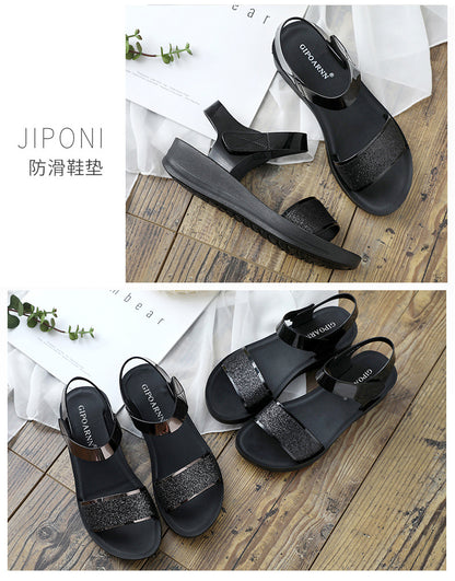 New Summer Flat Women's Shoes for Middle-Aged Women, Mid-Heel 2026 Women's Wedge Sandals for Summer, Mom Sandals with Soft and Thick Soles, Comfortable