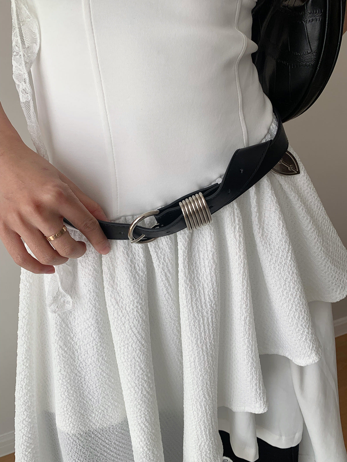 Dorothy Fashionable Retro Multi-Layered Silver Metal Ring Decorative Belt Niche Design Versatile Belt for Women