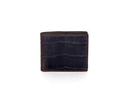 Crazy Horse leather embossed crocodile pattern men's wallet short genuine leather European and American retro wallet horizontal first layer cowhide silver bag